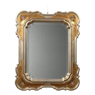 Gilded Wood Mirror with Faux Silver and Gold Leaf Finish For Sale