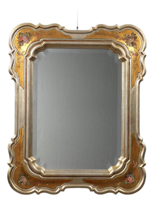 Gilded Wood Mirror with Faux Silver and Gold Leaf Finish