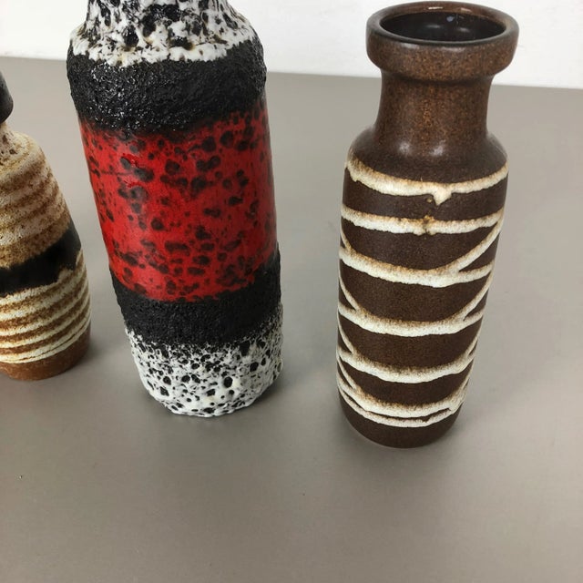 Vintage Multicolor Fat Lava Pottery Vases by Scheurich, Germany, Set of 4 For Sale - Image 15 of 18