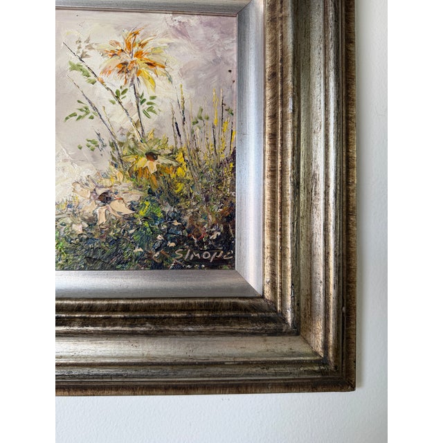 1980's Vintage Floral Still Life Oil Painting on Masonite Board - Framed For Sale - Image 9 of 11