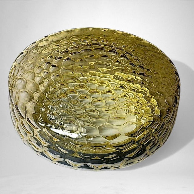 Mid 20th Century Mid 20th Century Murano Italian Mid-Century Manufacture Amber Bubble Glass Ceiling Mount For Sale - Image 5 of 18