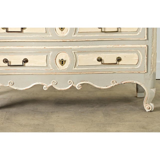 Wood French Louis XV Period 18th Century Hand Carved & Painted Commode For Sale - Image 7 of 14