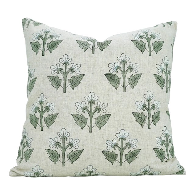 Fabdivine Handcrafted Block Print Cushion Cover 24x24 Inch Viscose Linen-Chahat For Sale