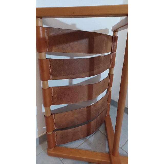 Stool in Leather and Wood, 1970s For Sale - Image 4 of 15