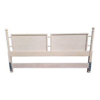 John Widdicomb Faux Bamboo and Cane King Size Headboard For Sale