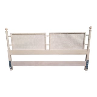 John Widdicomb Faux Bamboo and Cane King Size Headboard For Sale