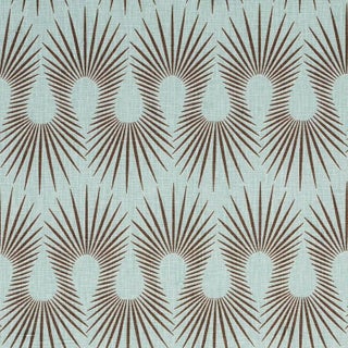 Schumacher x Neisha Crosland Hedgehog Fabric in Duck Egg Brown For Sale