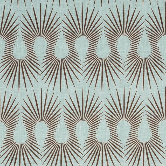Schumacher x Neisha Crosland Hedgehog Fabric in Duck Egg Brown For Sale