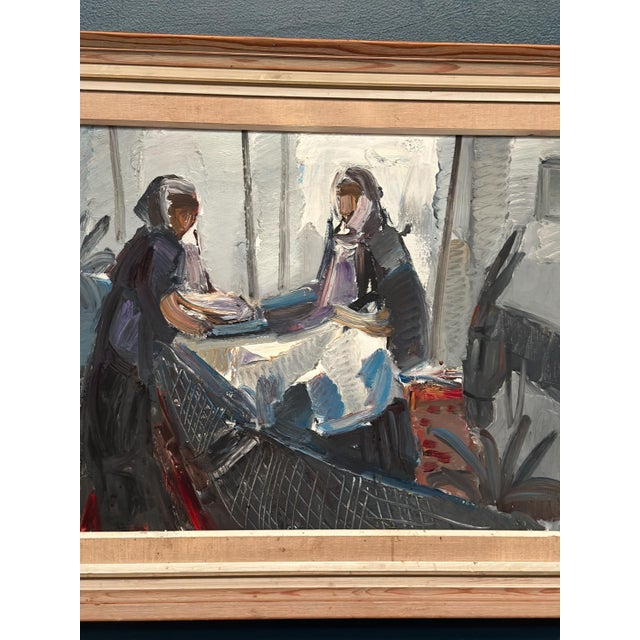 Eric Lo, Figures in Traditional Attire, 1950s, Oil on Canvas, Framed For Sale - Image 4 of 15