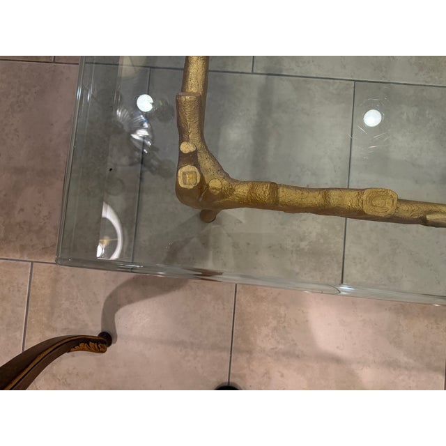 Hollywood Regency Gold Leaf Faux Bois Cocktail Table For Sale - Image 12 of 14