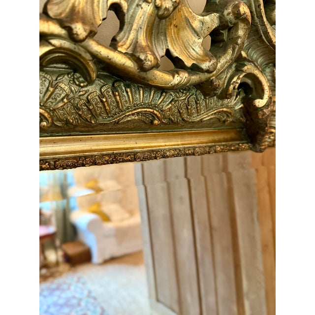 Large Antique French Gilded Mirror with Rococo Detailing For Sale - Image 10 of 18
