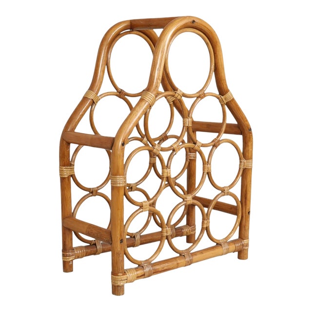 Bentwood Bamboo and Rattan Wine Rack For Sale