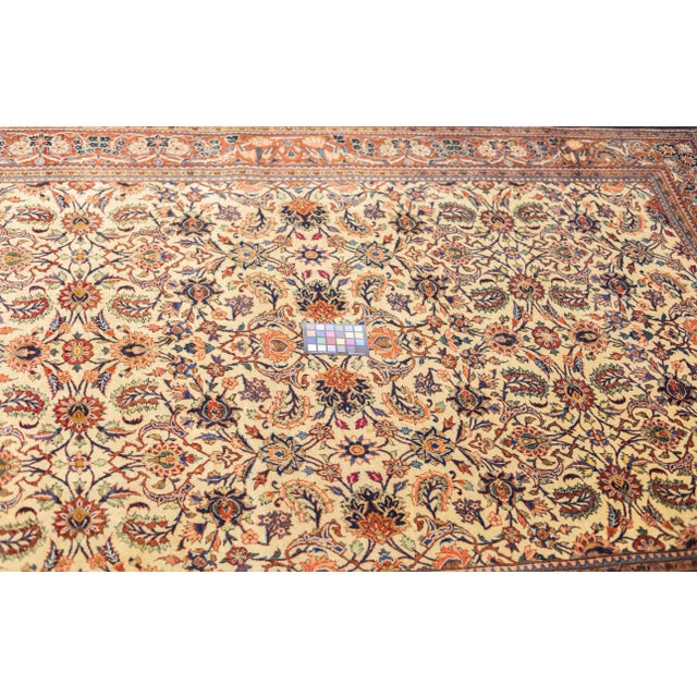 Cream Antique Persian Kashan Rug 6'9" X 9'3'' For Sale - Image 8 of 11