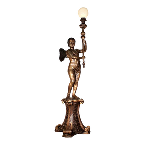 Bronzed Cupid Touchier Sculpture Left Arm Up