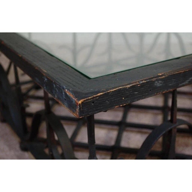 Antique Mission Arts & Crafts Samuel Yellin Style Wrought Iron Coffee Table For Sale - Image 9 of 12