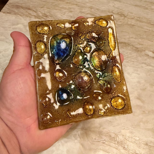 Glass Vintage Fused Art Glass Trinket Dish or Ashtray Felipe Delfinger Feders For Sale - Image 7 of 10