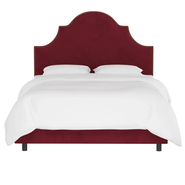 Transitional Halsted Bed in Berry Classic Velvet, Twin For Sale - Image 3 of 6