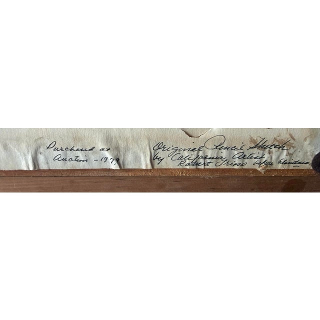 1968 Mid-Century Modern Robert Tripp Framed Pencil Portrait Drawing For Sale - Image 9 of 12