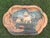 Vintage hand-painted wooden decorative tray featuring a beautifully rendered Asian-inspired landscape with white...