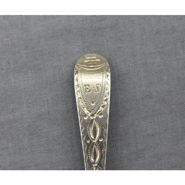 Late 18th Century 1798 English Set of 6 Sterling Silver Teaspoons by Peter & Ann Bateman For Sale - Image 5 of 10
