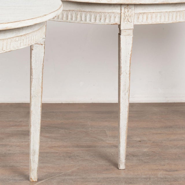 19th Century Swedish White Demi Lune Console Tables For Sale - Image 11 of 12