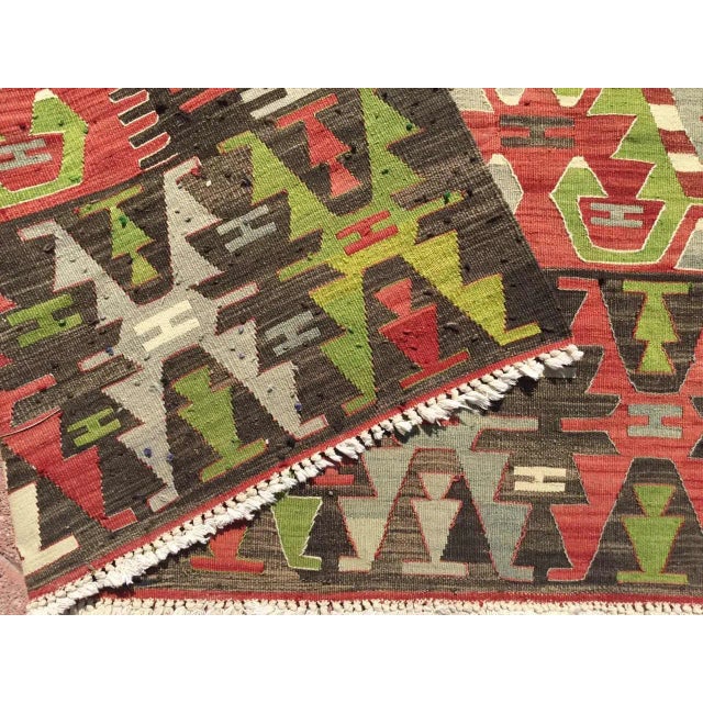 Vintage Turkish Kilim Rug - 83" X 112" For Sale - Image 10 of 11