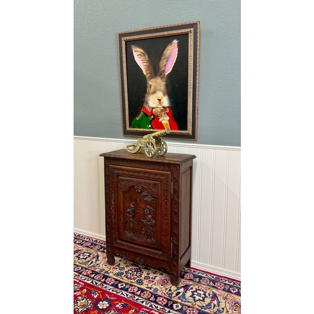 Antique French Breton Jam Cabinet Cupboard Storage Drawer Carved Oak 19th C For Sale - Image 10 of 18