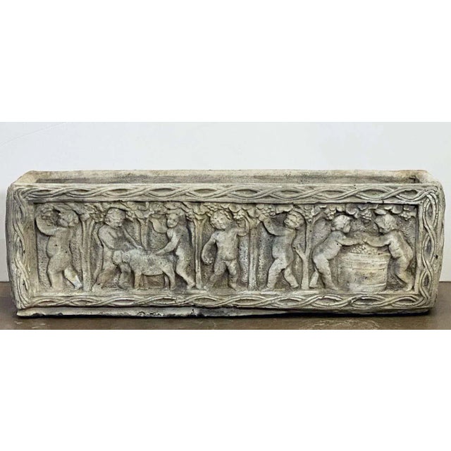 English English Garden Stone Trough or Planter With Cherub Relief For Sale - Image 3 of 13