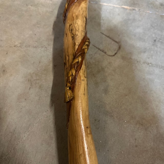 Wooden Carved Vintage Cane With Brass Snake and Braided Accents For Sale In Atlanta - Image 6 of 8