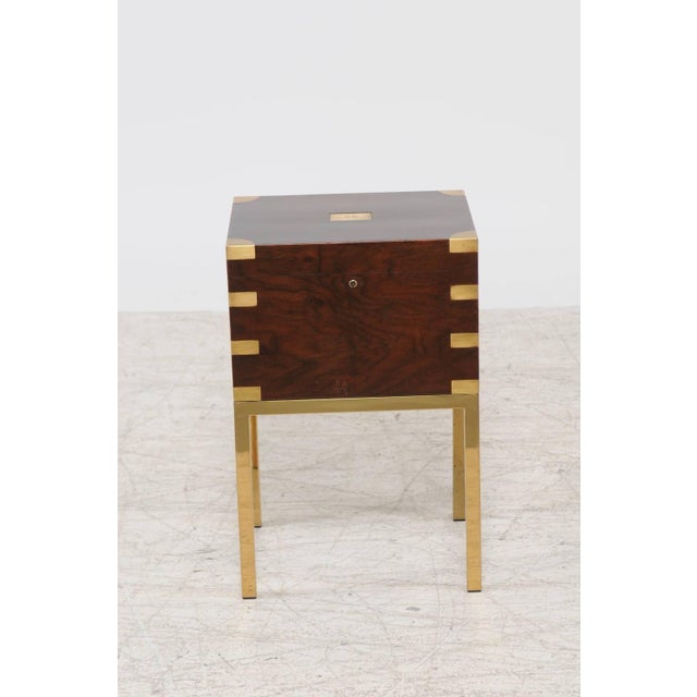 English Vintage Midcentury Mahogany Cellarette on Brass Stand, Lined Inside For Sale - Image 4 of 9
