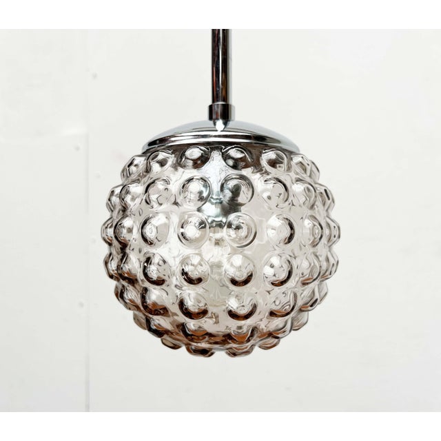 Mid-Century Modern Mid-Century Modern German Space Age Glass Ball Pendant Lamps by Rolf Krüger for Staff, 1970s, Set of 3 For Sale - Image 3 of 18