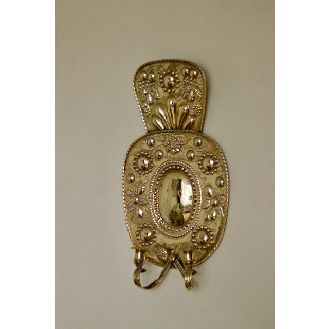 Mid-Century Modern Large Mid-Century Swedish Baroque Style Brass Sconces, Set of 2 For Sale - Image 3 of 17
