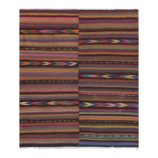 1960s Oversize Bohemian Striped Wool Kilim Rug 9'4'' X 10'7'' For Sale