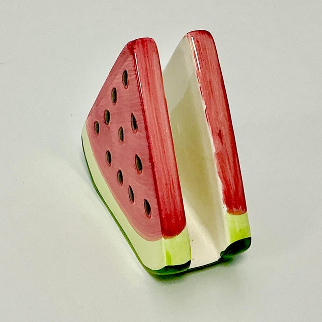 1980s Vintage Americana Boho Chic Arts & Crafts Trompe L’Oeil Watermelon Napkin/Letter Holder. For Sale - Image 9 of 12
