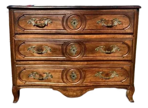 18th Century French Provincial Louis XV Solid Walnut Chest of Drawer / Commodes
