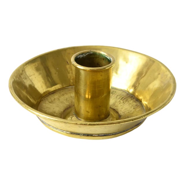 Swedish Gold Brass Candleholder For Sale