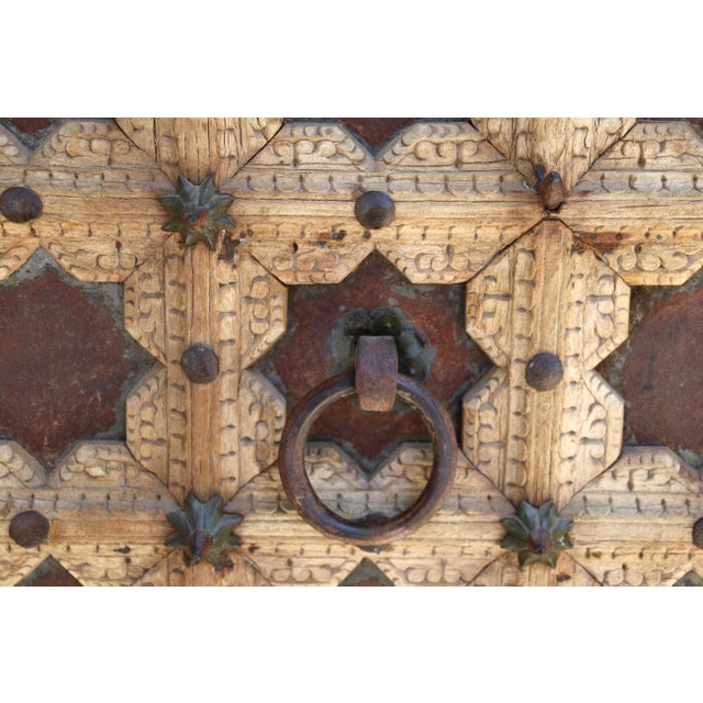 19th Century Moroccan Handcrafted Temple Entry Double Doors | Iron, Bronze & Wood | Architectural Salvage For Sale In Los Angeles - Image 6 of 18