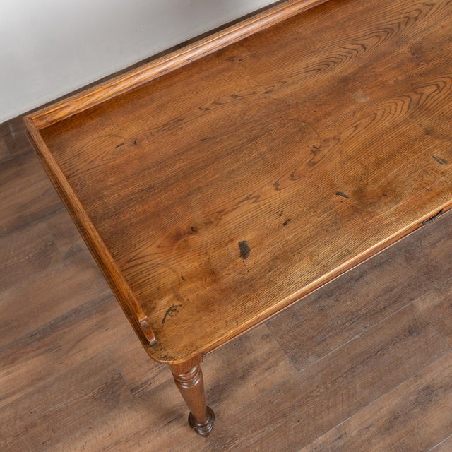 19th-Century Oak Desk With Single Drawer For Sale - Image 4 of 11