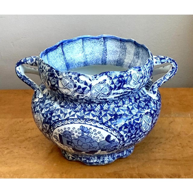 Late 20th Century Vintage Blue and White Ceramic Jardiniere For Sale - Image 5 of 12