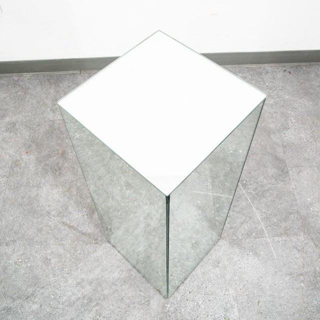 Mid Century Modern Pedestal Mirror Square Table Display Art Glass Rectangular For Sale - Image 9 of 12
