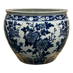Chinese Crackle Base Blue White Double Dragon Peony Porcelain Pot