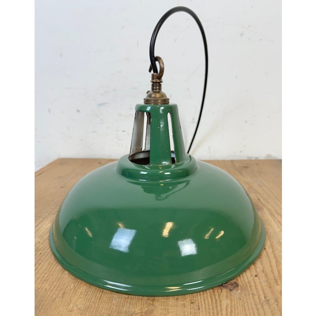 Industrial Green Enamel Factory Pendant Lamp, 1960s For Sale - Image 15 of 18