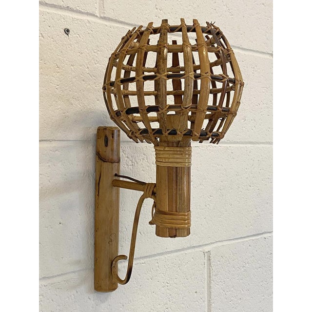 Bamboo Wall Lamps, 1970s, Set of 2 For Sale - Image 4 of 12