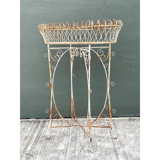 Vintage Iron Scrollwork Plant Stand For Sale - Image 10 of 12