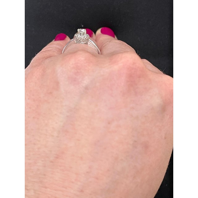 Diamond 0.6 Carat Traditional Ring/Band 14 Karat White Gold, Halo Ring For Sale - Image 14 of 18