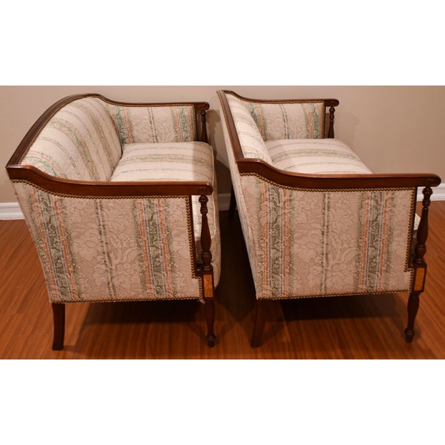 1920 Hickory Chair Sheraton Style Mahogany Spring-Seat Pair of Loveseats For Sale - Image 10 of 18