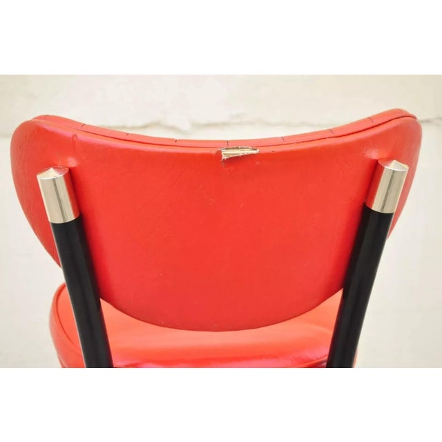 Mid 20th Century Vintage Mid Century Lion Brand Black Metal Red Vinyl Italian Style Barstool For Sale In Philadelphia - Image 6 of 10