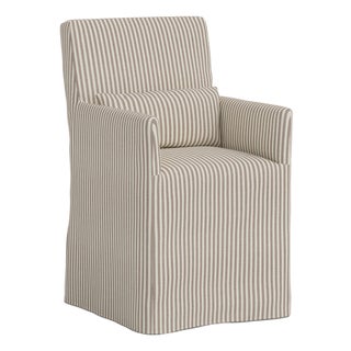 Stoffer Home x Cloth & Company Lindy Slipcover Dining Armchair in Jane Stripe Mauve For Sale