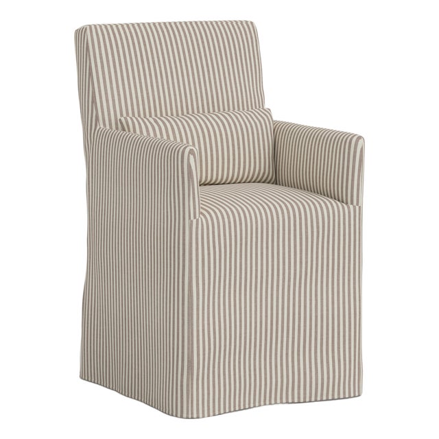 Stoffer Home x Cloth & Company Lindy Slipcover Dining Armchair in Jane Stripe Mauve For Sale