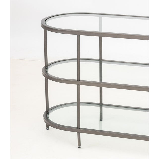 Contemporary Modern Three Tier Glass Top Etagere Console For Sale - Image 3 of 6
